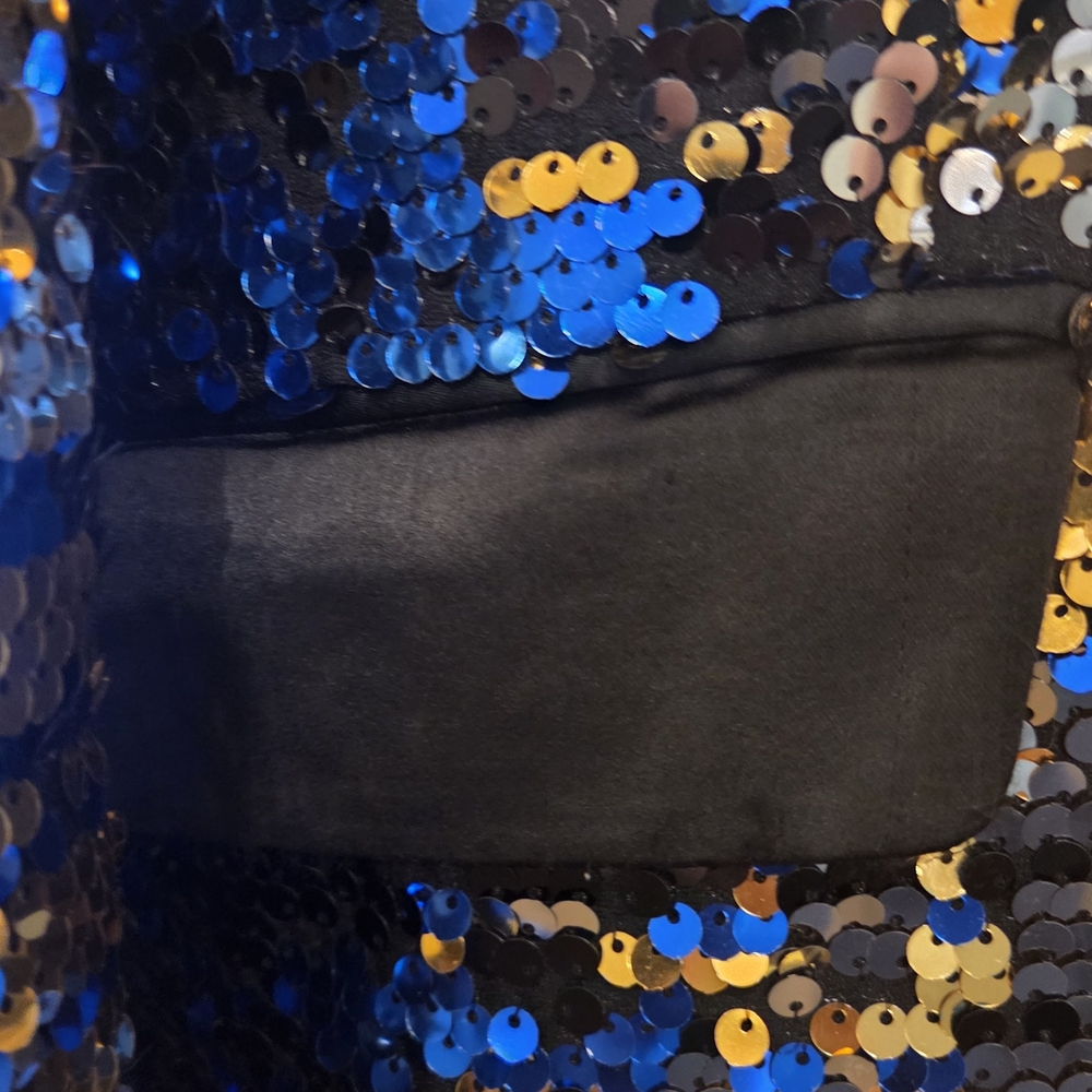 Alfred Angelo Blue and Gold Sequin Blazer - Picture 8 of 9